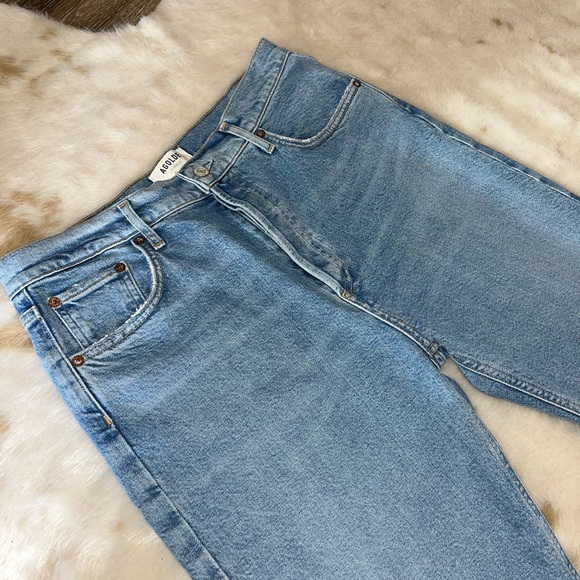 NEW Agolde Riley High-Rise Distressed Straight Leg Crop in Whiplash 31 - Picture 9 of 16